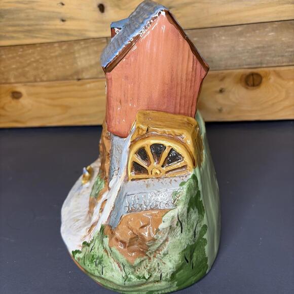 Rick Wisecarver Vintage Old Mill Cookie Jar Folk Art Americana Rustic Pottery - Picture 2 of 9